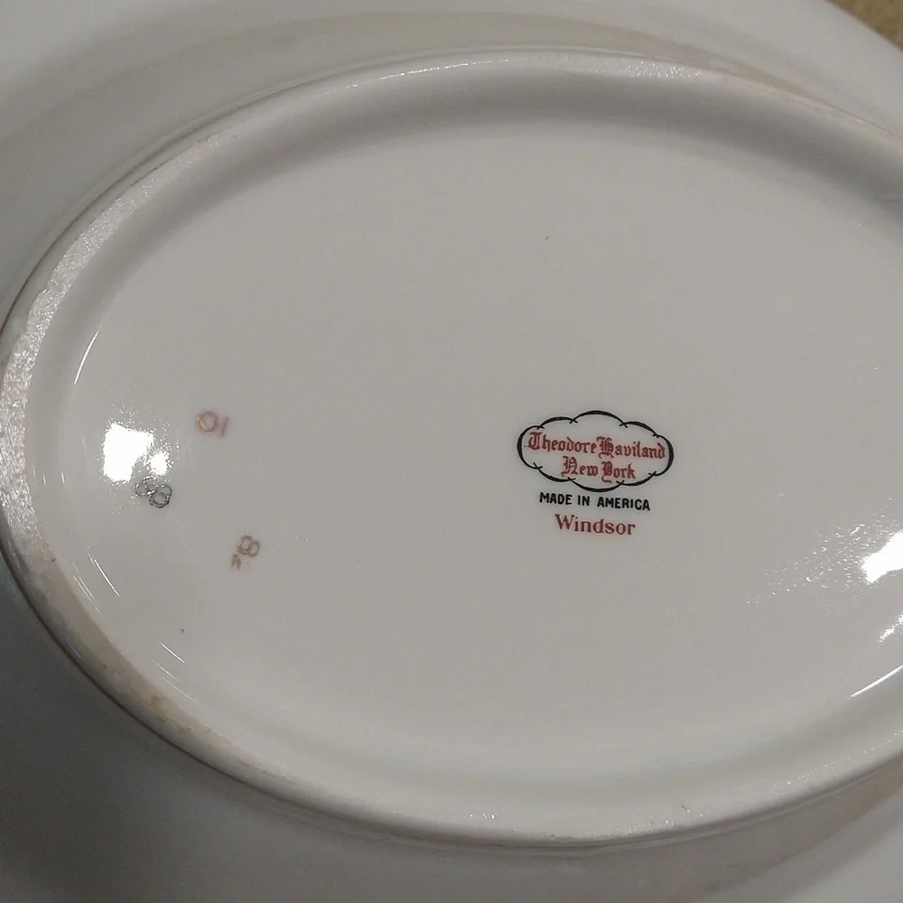 Set of 3 vintage haviland windsor vegetable serving bowls  floral gold trim